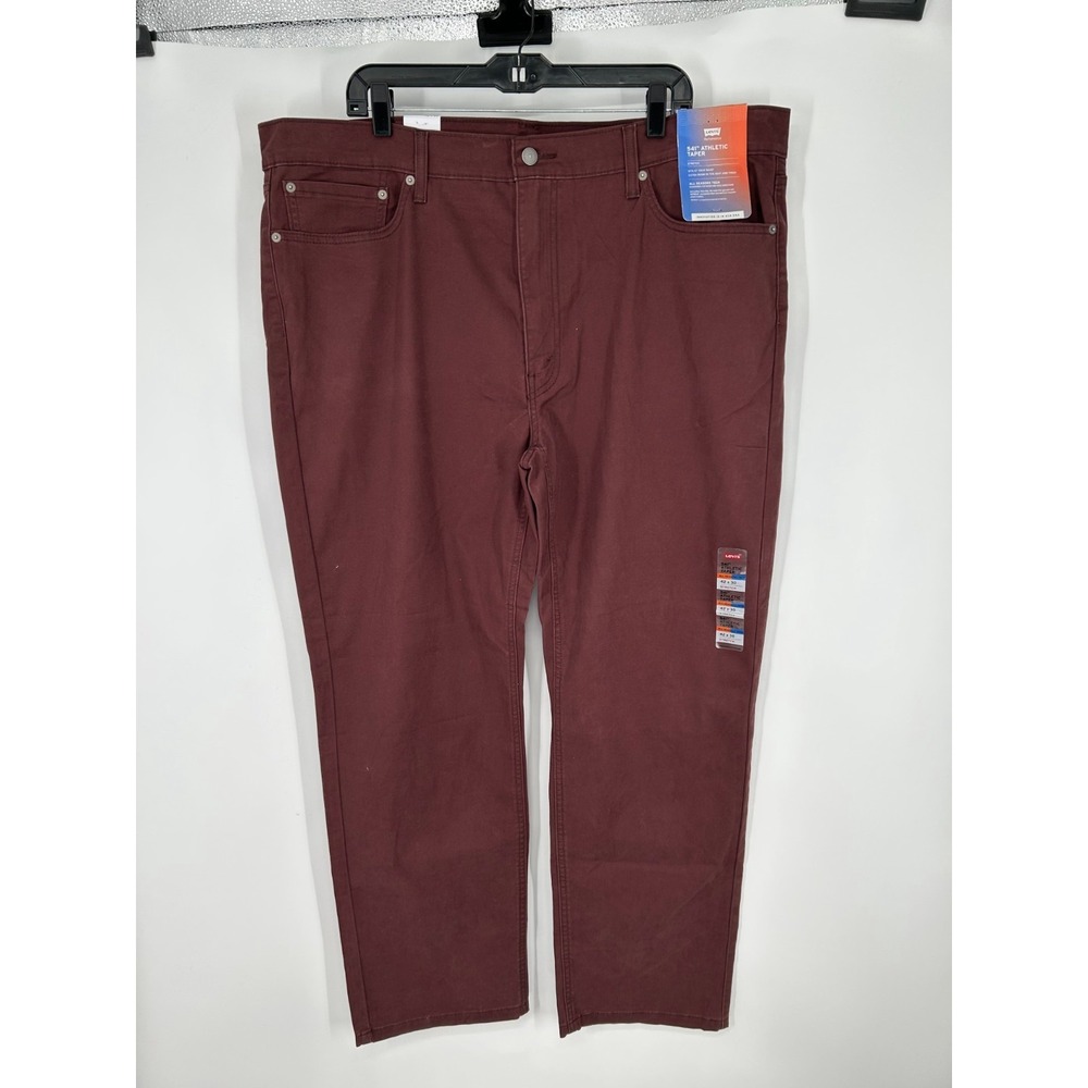 Levis 541 All Season Tech Jeans Mens 42x30 Burgundy Athletic Tapered Maroon
